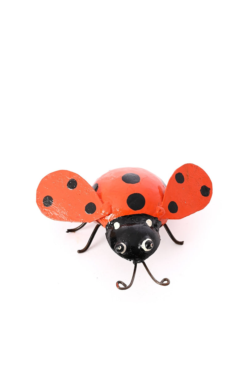 Orange Recycled Metal Ladybug Sculpture