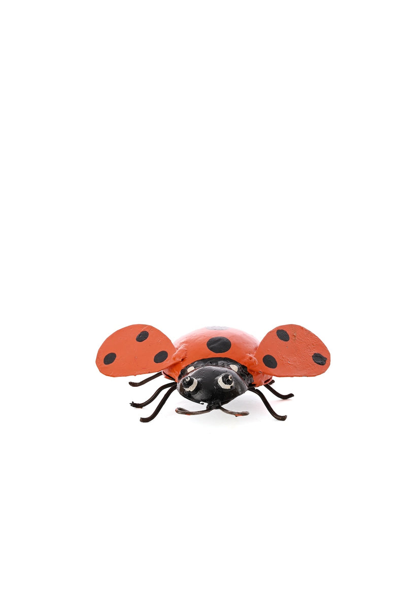 Orange Recycled Metal Ladybug Sculpture