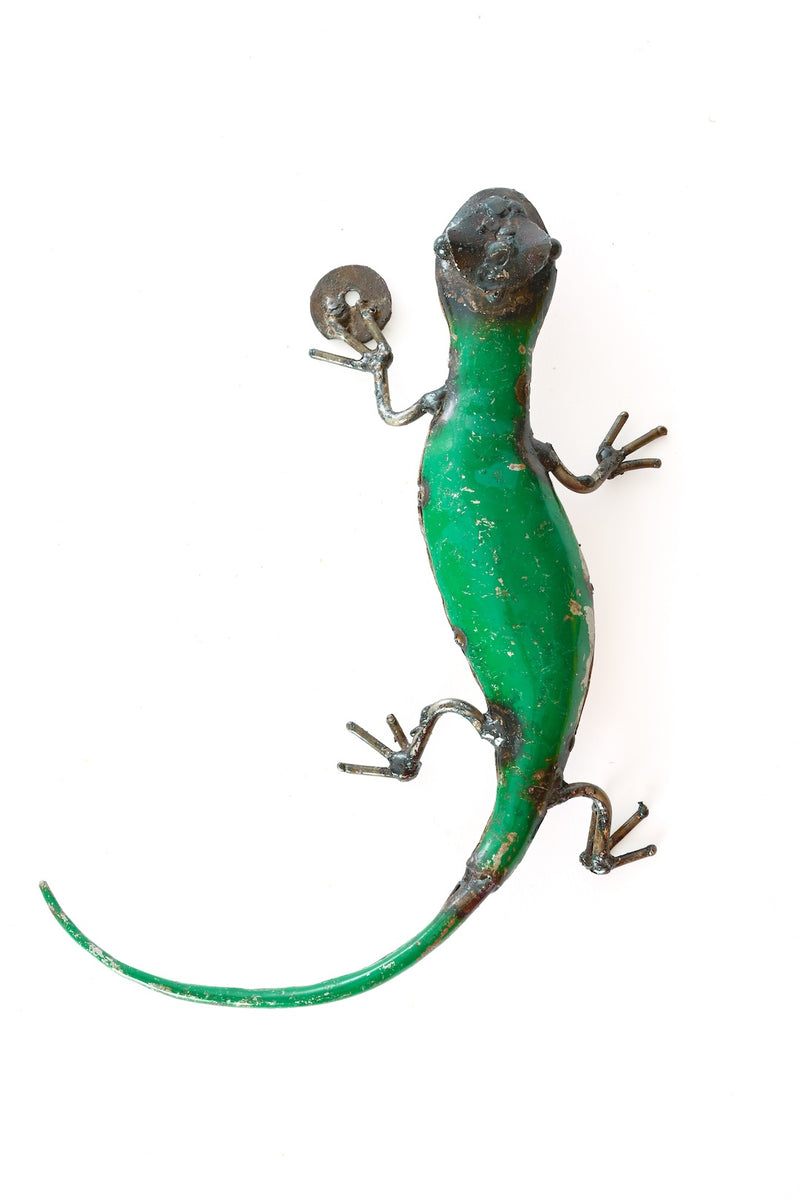 Green Recycled Metal Salamander Sculpture