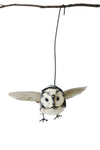 Recycled Metal Owl in Flight Hanging Sculpture