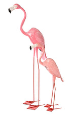 Large Pink Recycled Metal Flamingo Sculpture