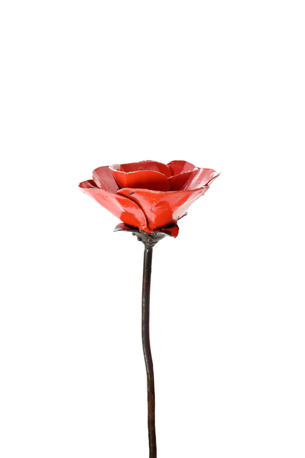 Red Recycled Metal Poppy Garden Stake
