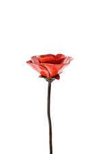 Red Recycled Metal Poppy Garden Stake