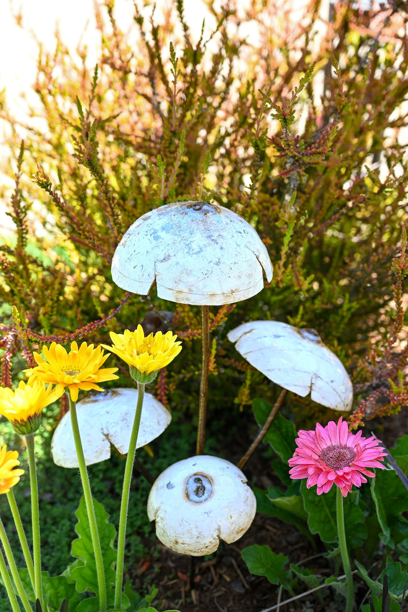 Recycled Metal Mushroom Garden Stake