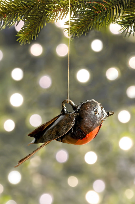 Recycled Metal Robin Ornament