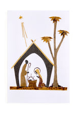 Handmade Banana Fiber Nativity Scene Holiday Note Card