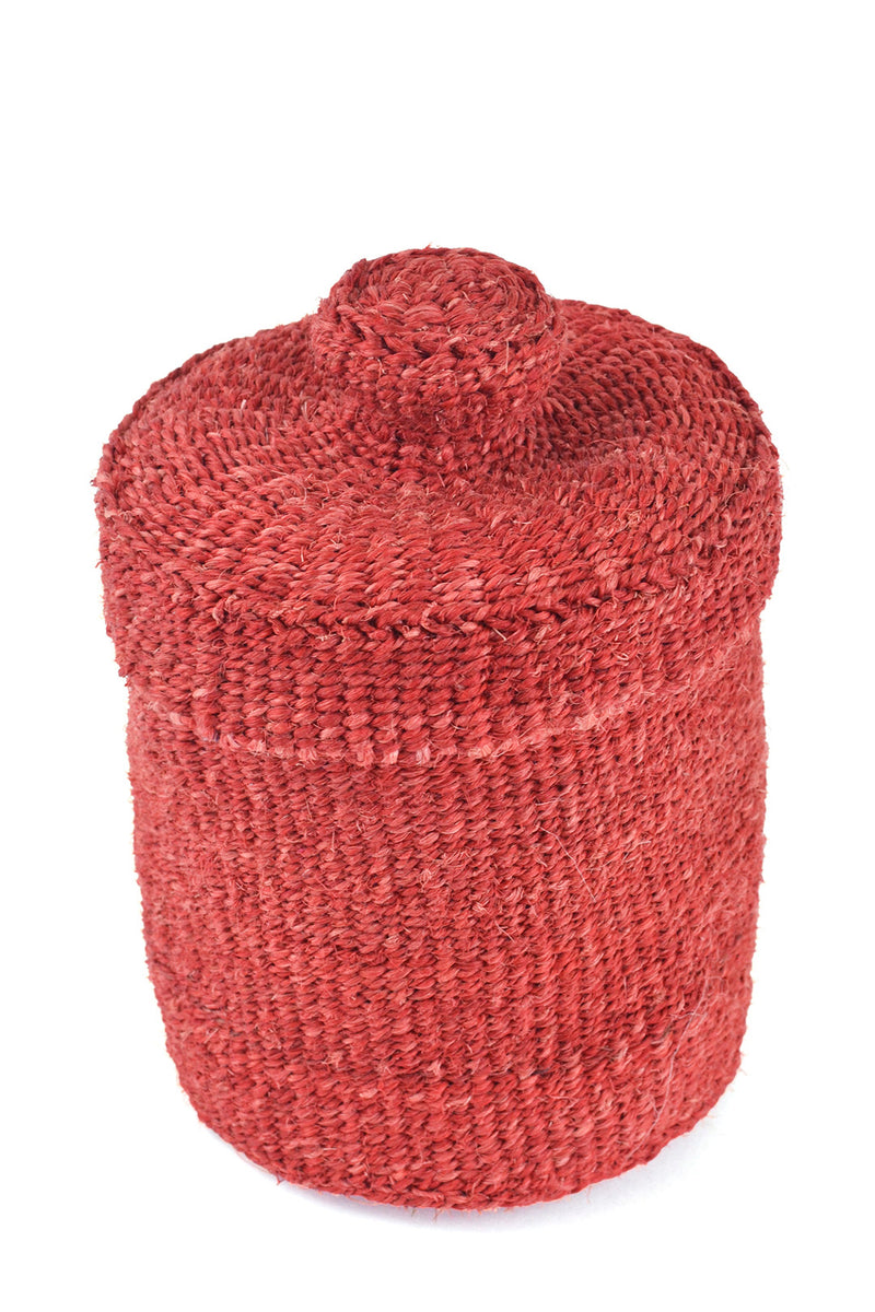 Red Sisal Lidded Container Basket