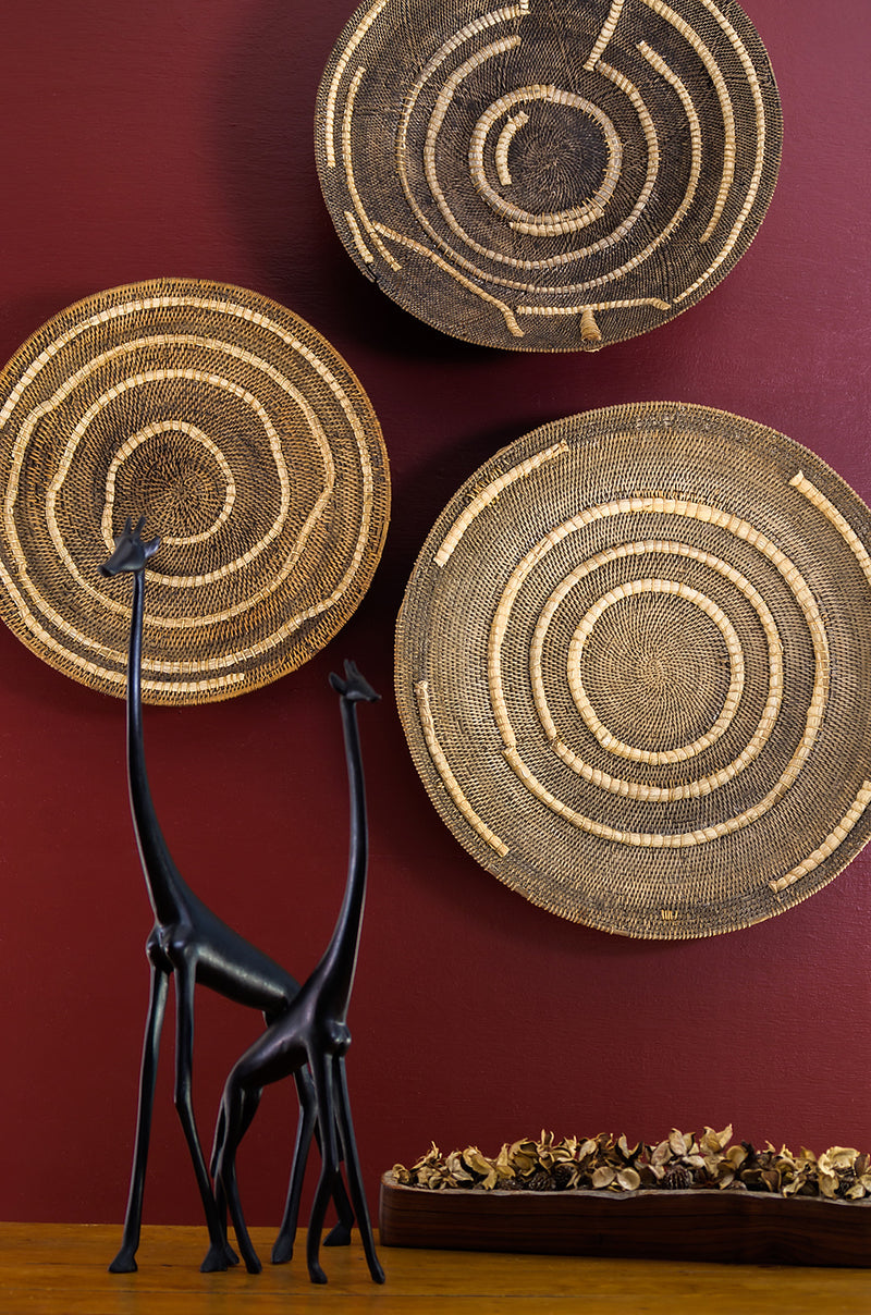 Small Antique Zambian Makenge Wedding Basket with Corn Husk Repairs