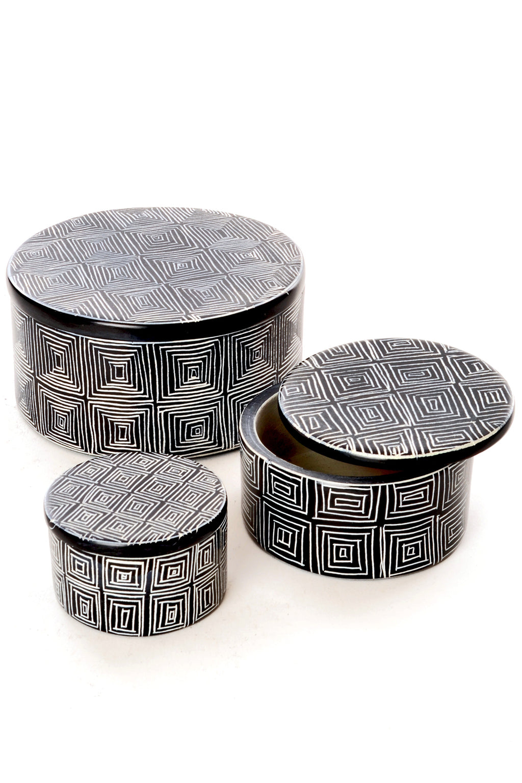 Segou Squares Mudcloth Soapstone Desktop Box