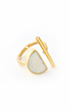 Kenyan Moonrise Horizon Ring in Brass and Light Cow Horn