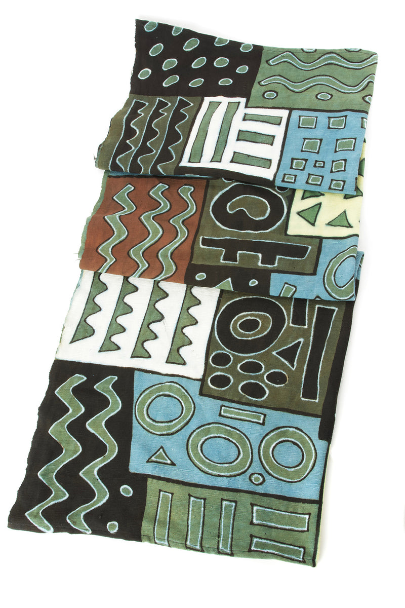 African Blue and Green Bogolan Festival Throw Blanket Default Title