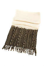 Black Mudcloth Organic Cotton Open Weave Scarf
