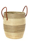 Set/3 Mixed Stripe Baskets with Leather Handles Default Title