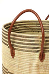 Set/3 Mixed Stripe Baskets with Leather Handles Default Title