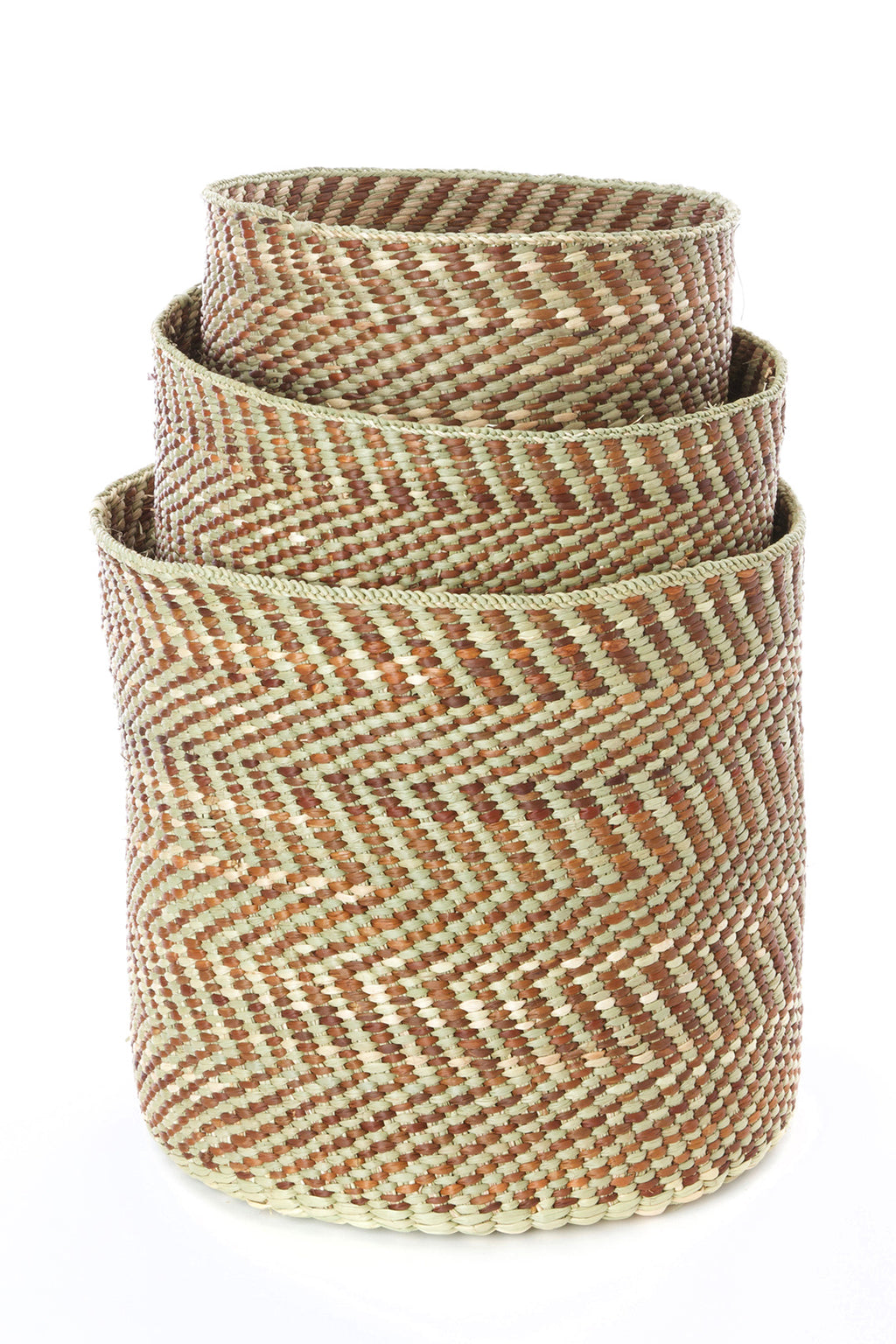 Brown & Natural Maila Milulu Reed Basket - Medium