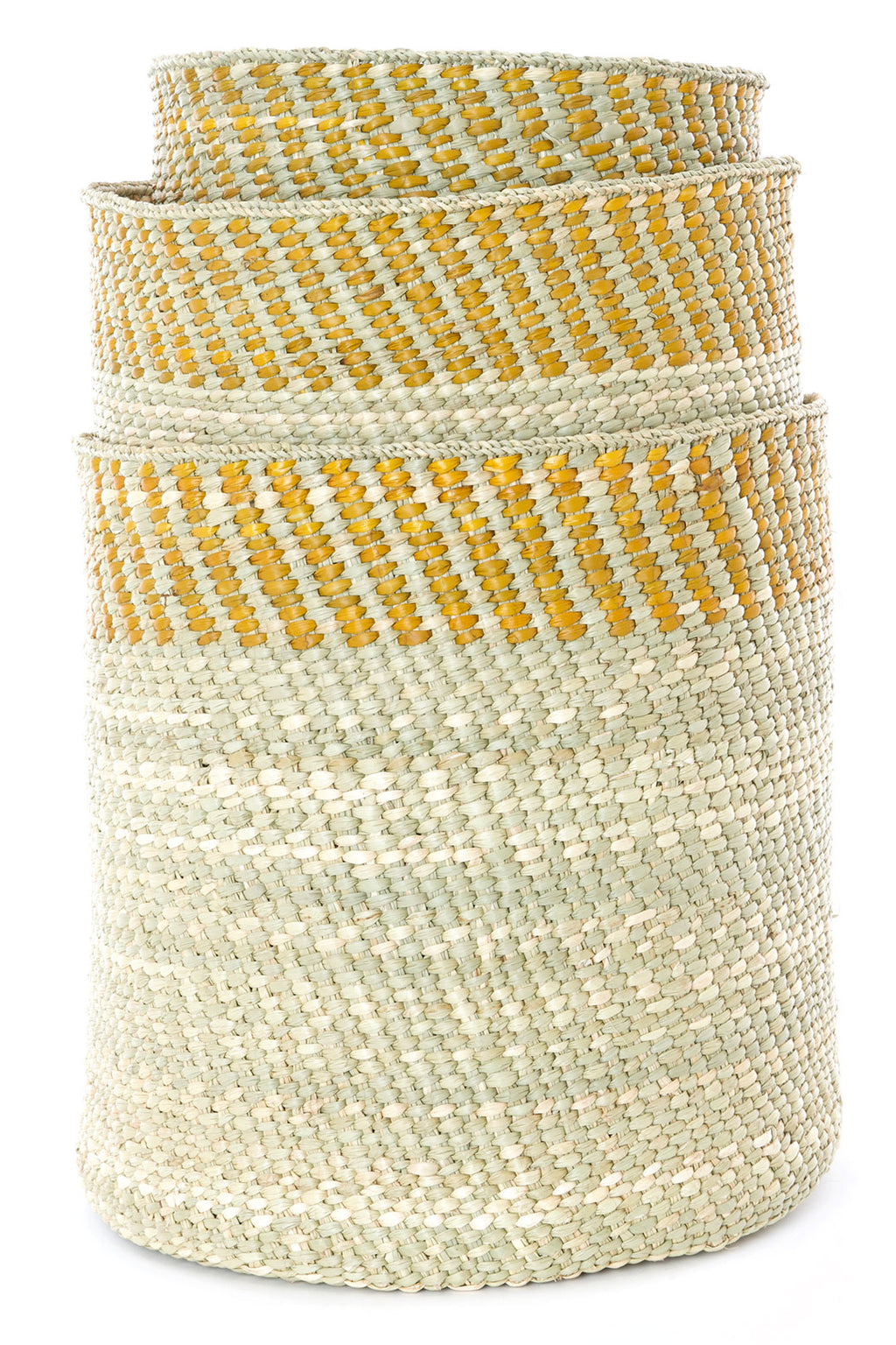 Yellow and Natural Kupanda Iringa Basket - Medium