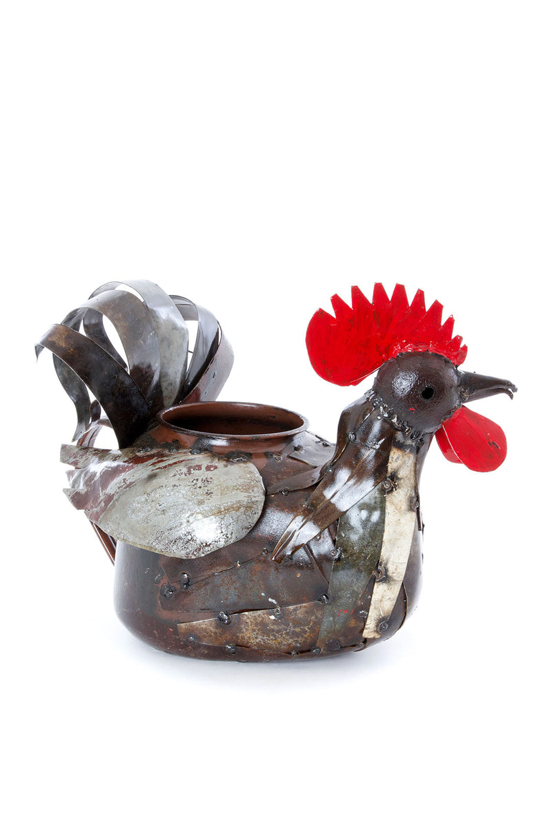 Medium Sitting Rooster Teapot Planter from Zimbabwe